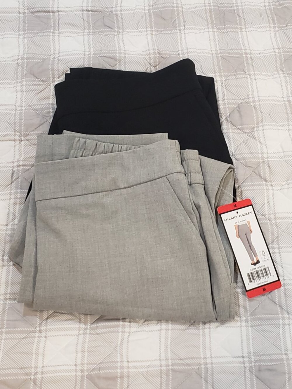 2 Pair of Hilary Radley Women's Pull on grey/black ankle pants Size Medium NWT